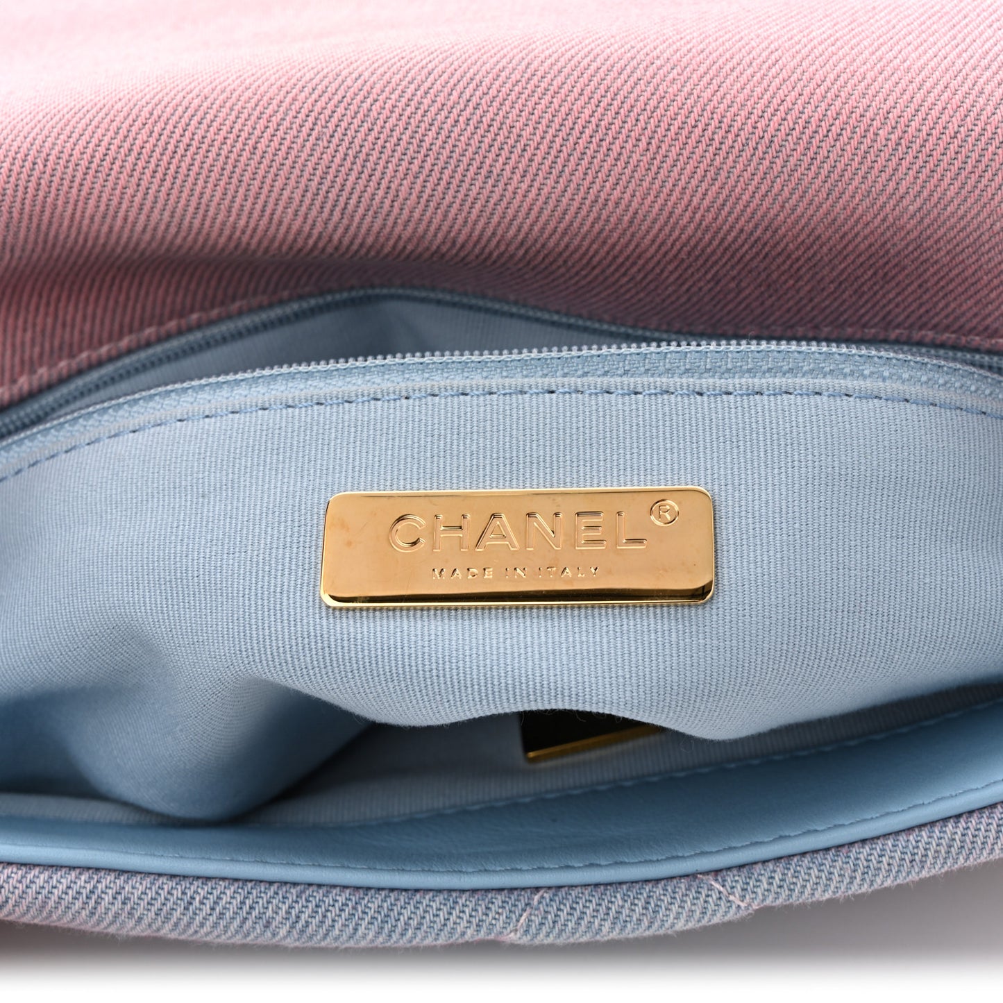 Denim Quilted Medium Chanel 19 Flap Blue Pink