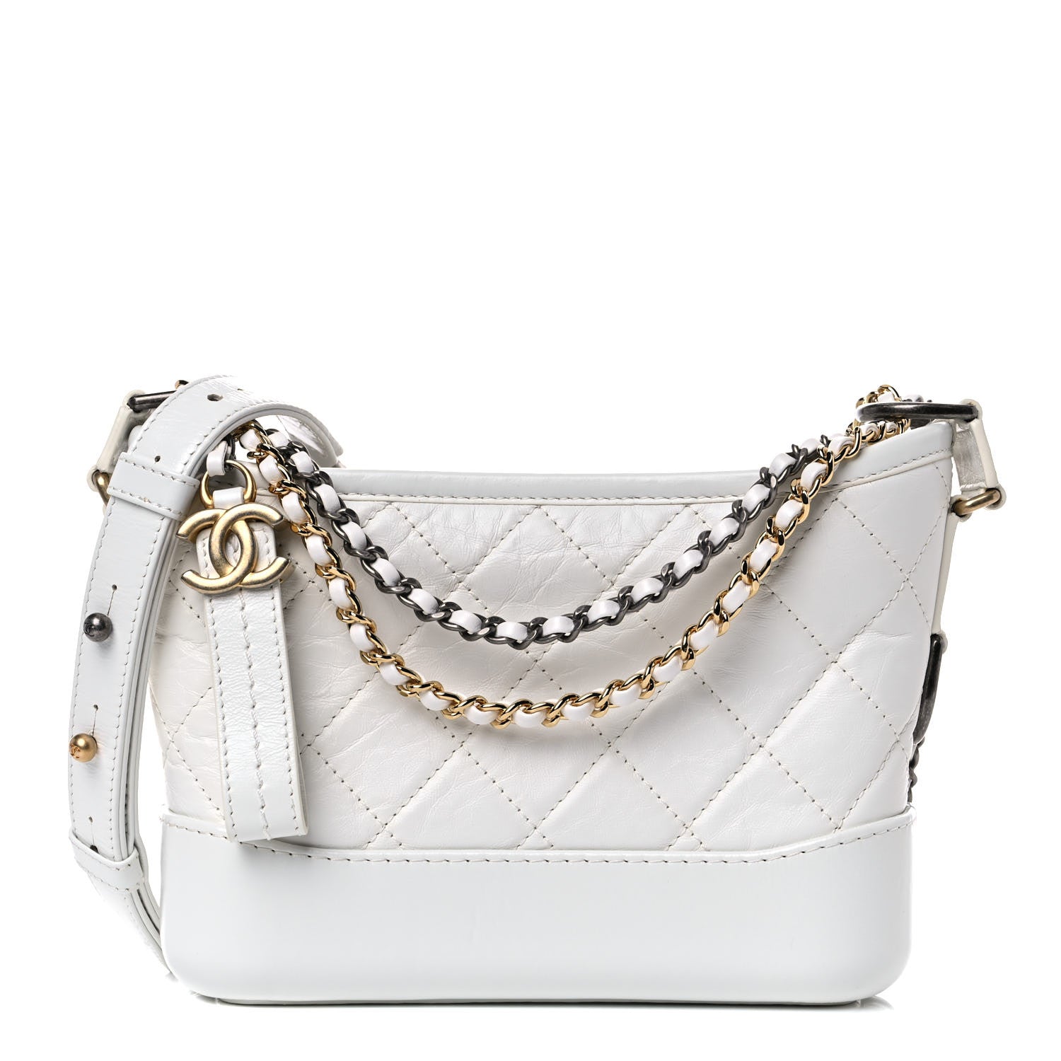 Chanel Aged Calfskin Quilted Small Gabrielle Hobo White 1 of 11