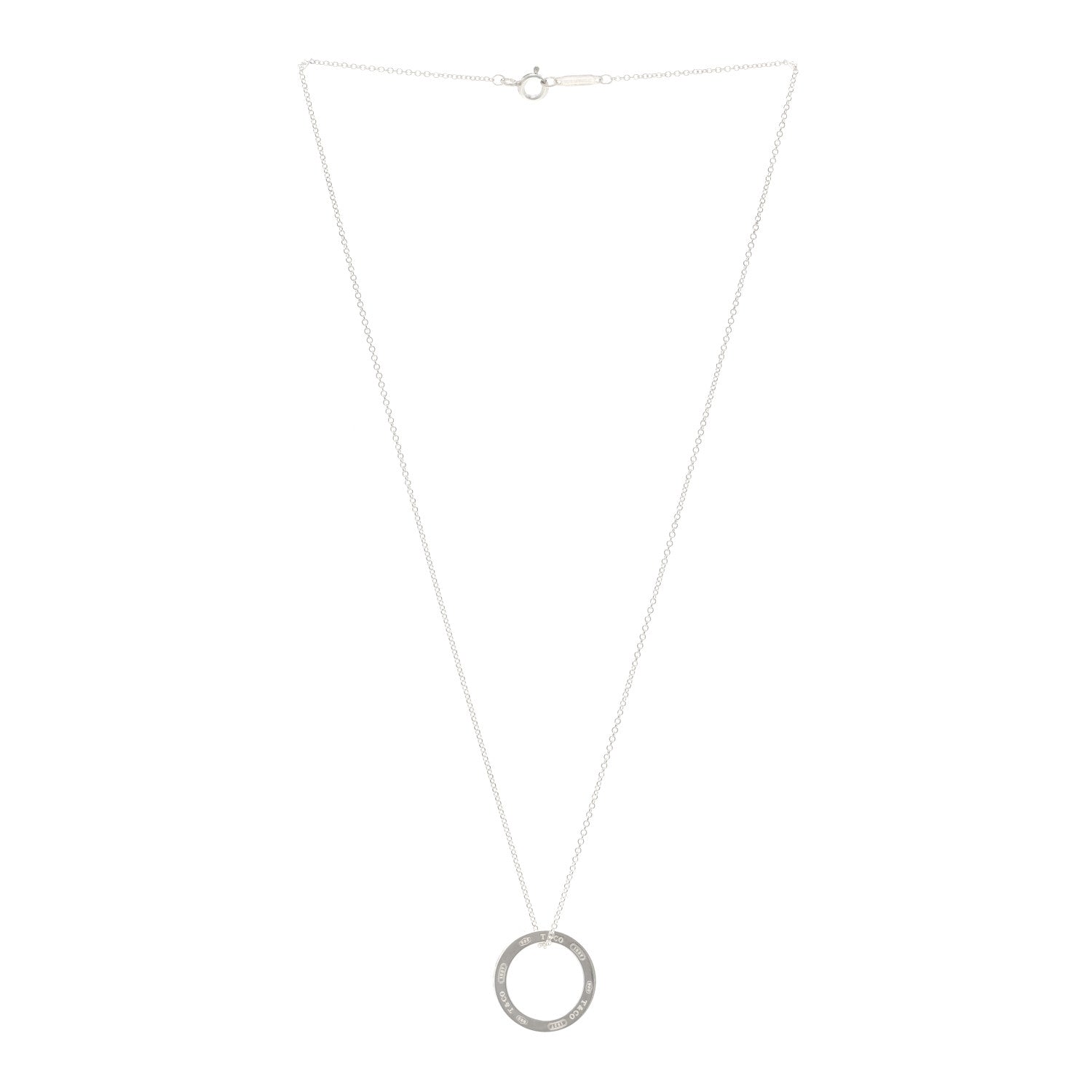 Tiffany Sterling Silver 1837 Circle Pendant Necklace 3 of 4