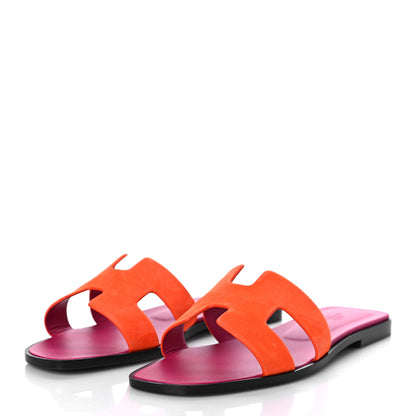 Hermes Suede Goatskin Oran Sandals 39 Orange Synthetique 4 of 13