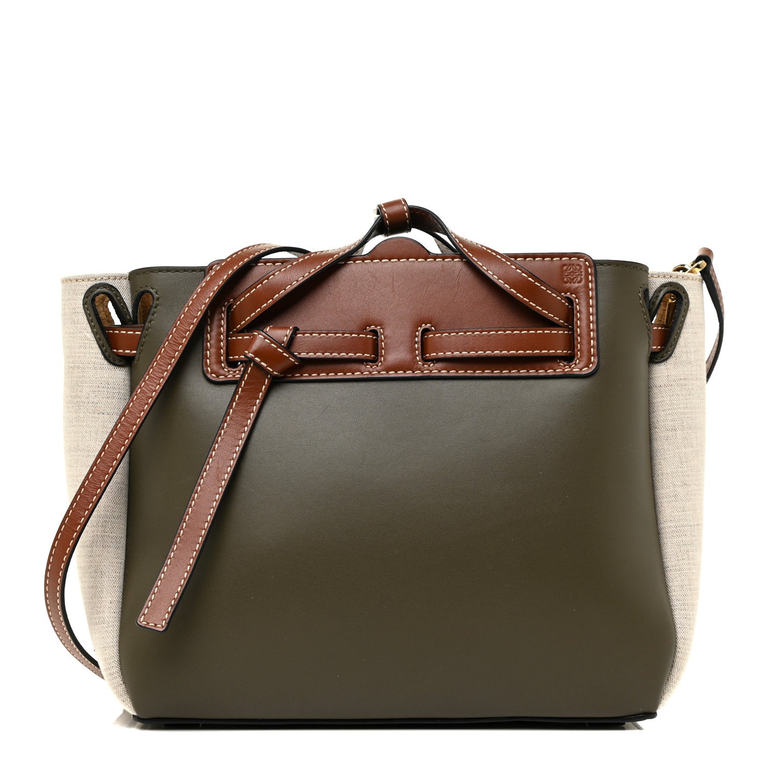 Loewe Calfskin Linen Mini Lazo Tote Khaki Green 1 of 9