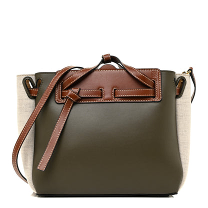 Loewe Calfskin Linen Mini Lazo Tote Khaki Green 1 of 9