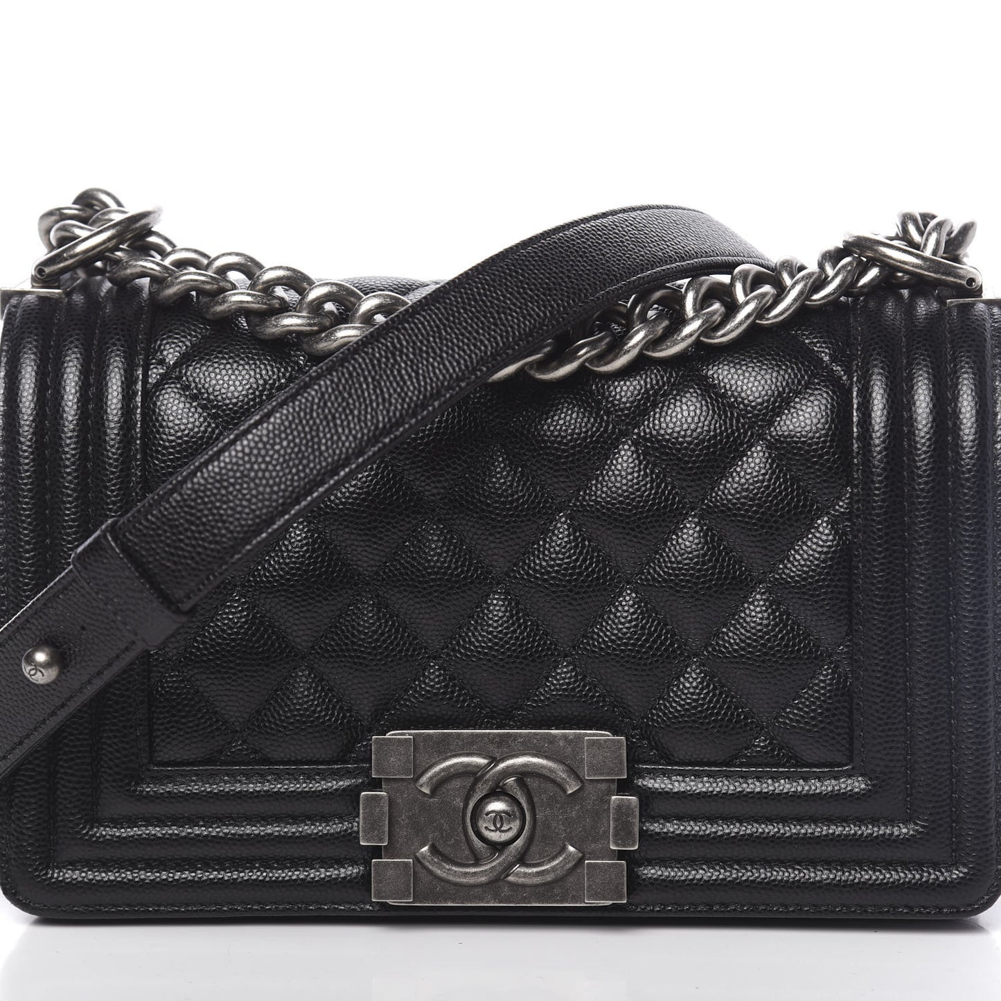 Caviar Quilted Small Boy Flap Black
