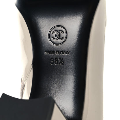 Chanel Patent Calfskin Ankle Boots 38.5 Light Gray Black 8 of 10