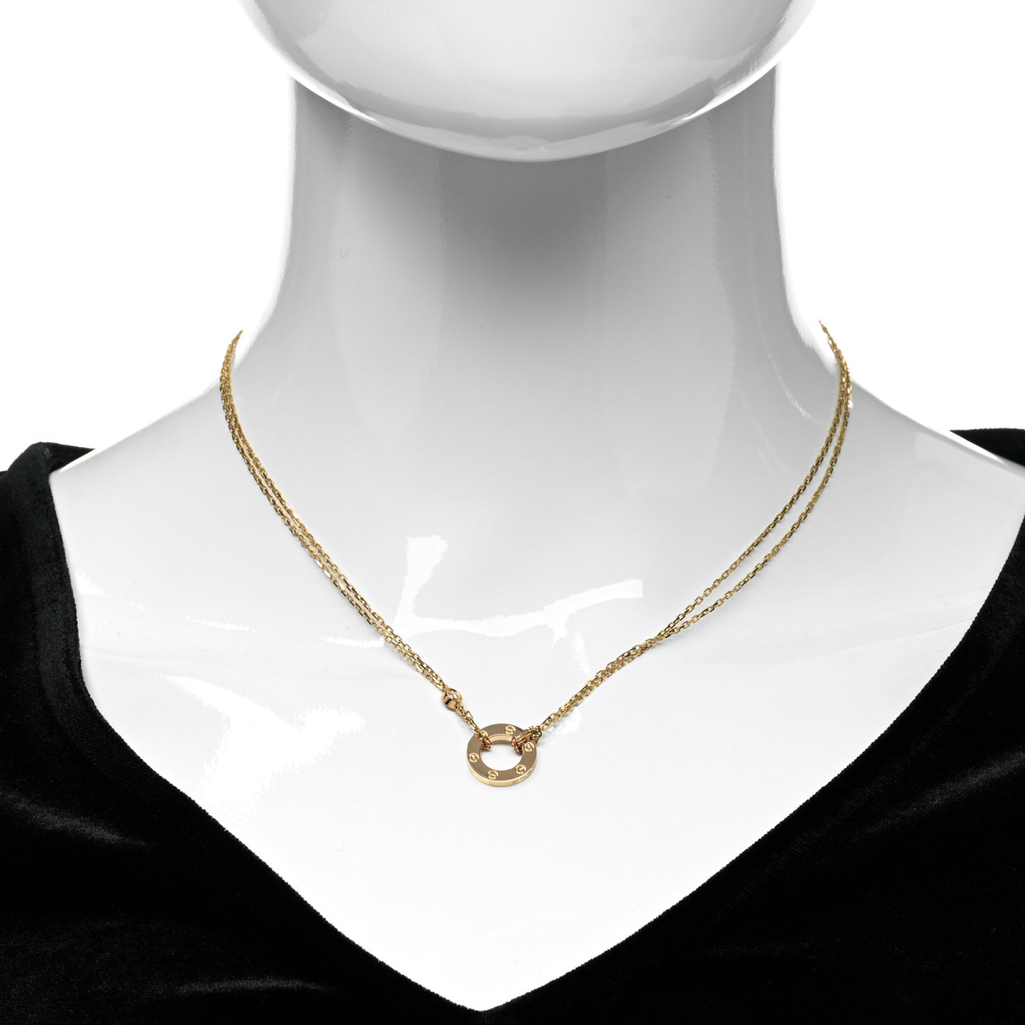 18K Pink Gold 2 Diamond LOVE Necklace