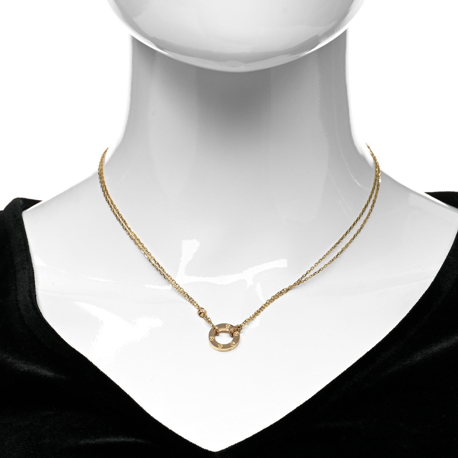 Cartier 18K Pink Gold 2 Diamond LOVE Necklace 2 of 6