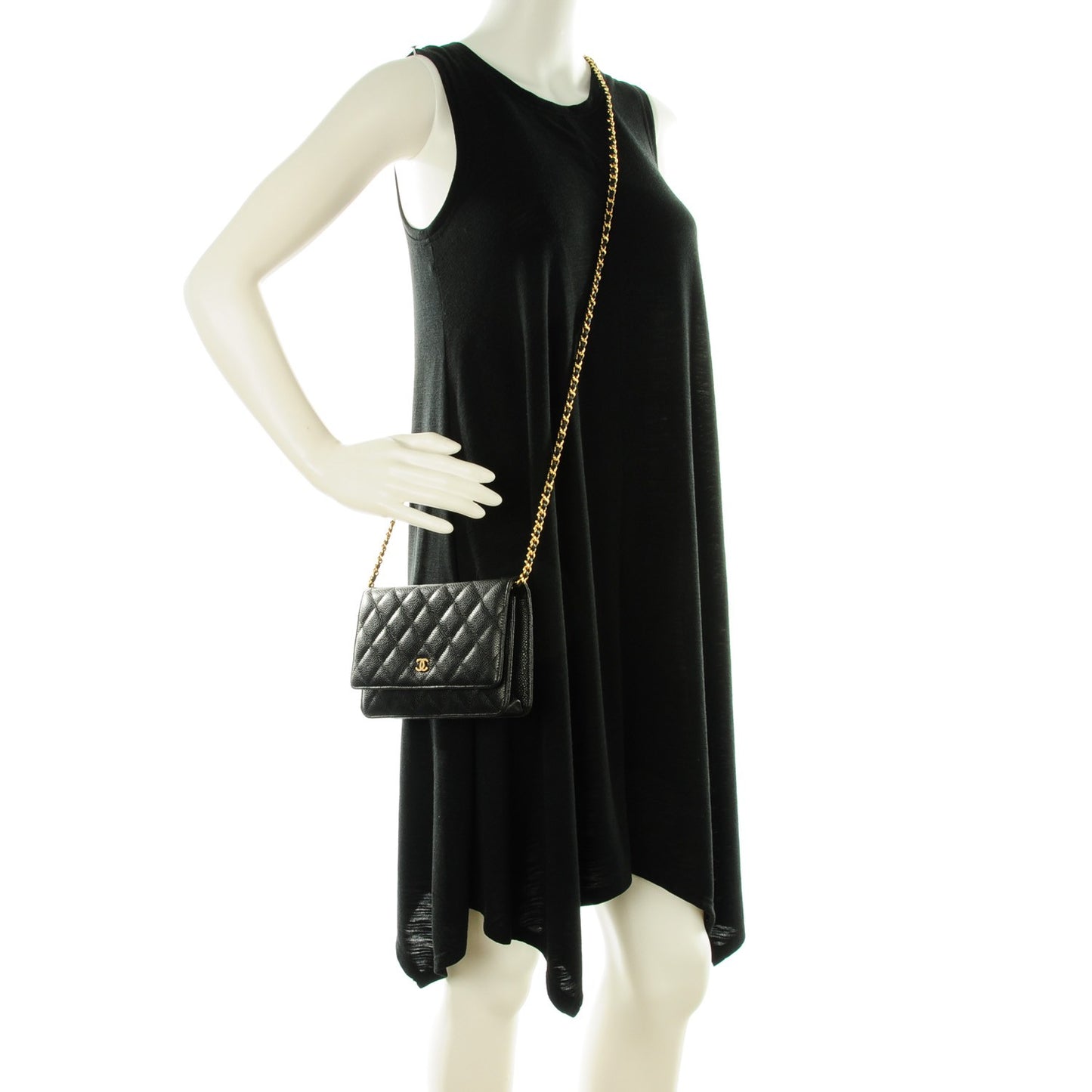 Caviar Quilted Wallet On Chain WOC Black