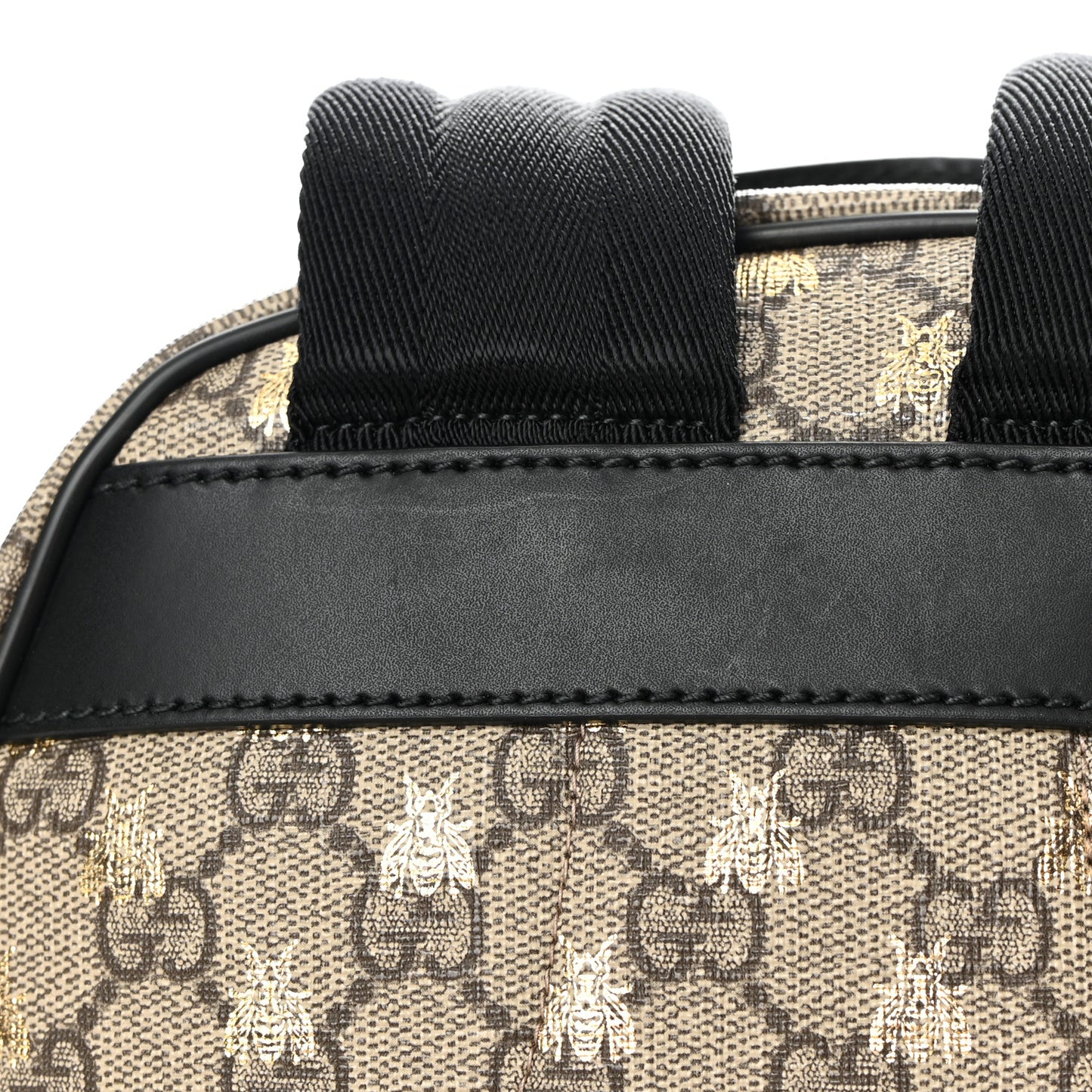 GG Supreme Monogram Bees Print Small Day Backpack Beige Oro Black