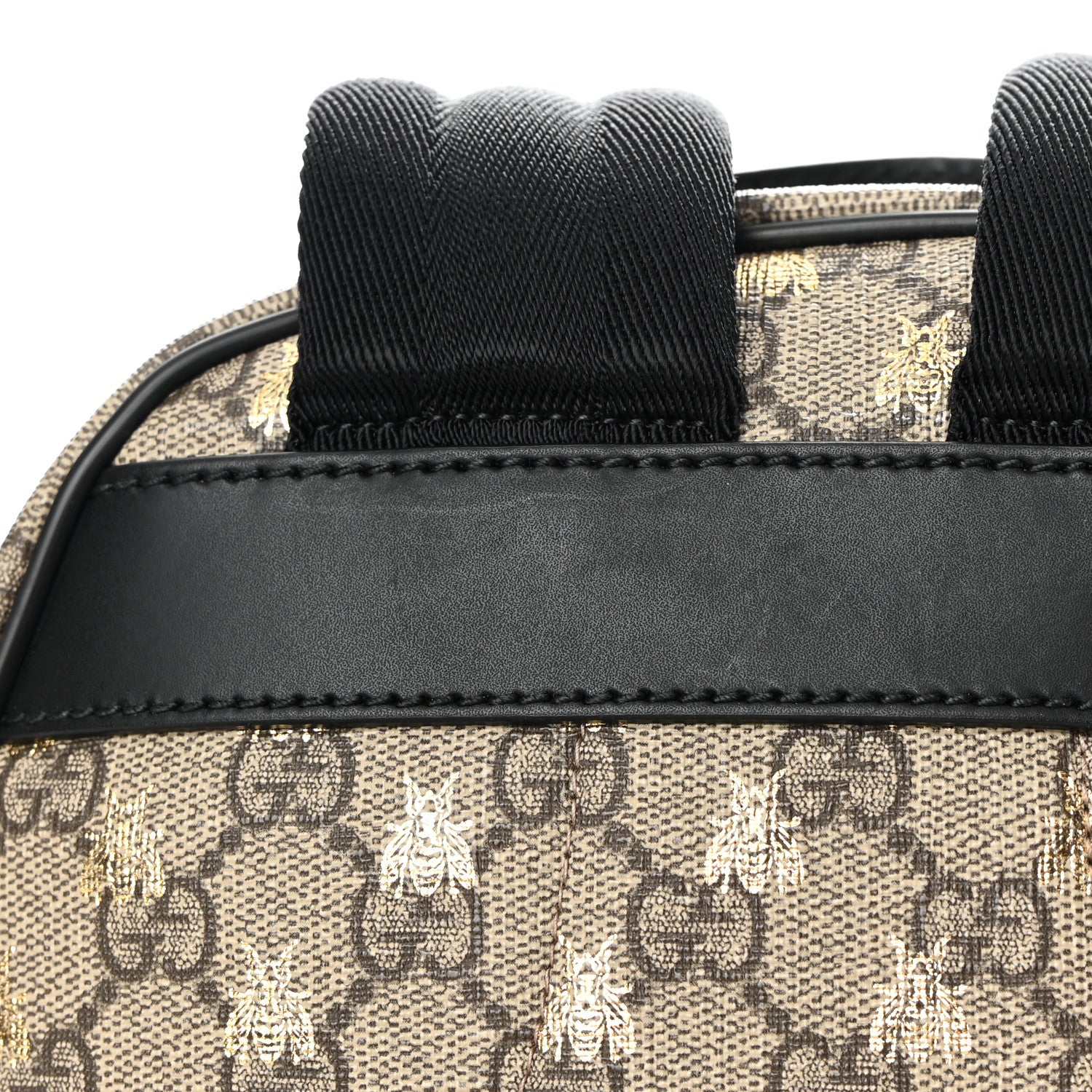 Gucci GG Supreme Monogram Bees Print Small Day Backpack Beige Oro Black 13 of 16