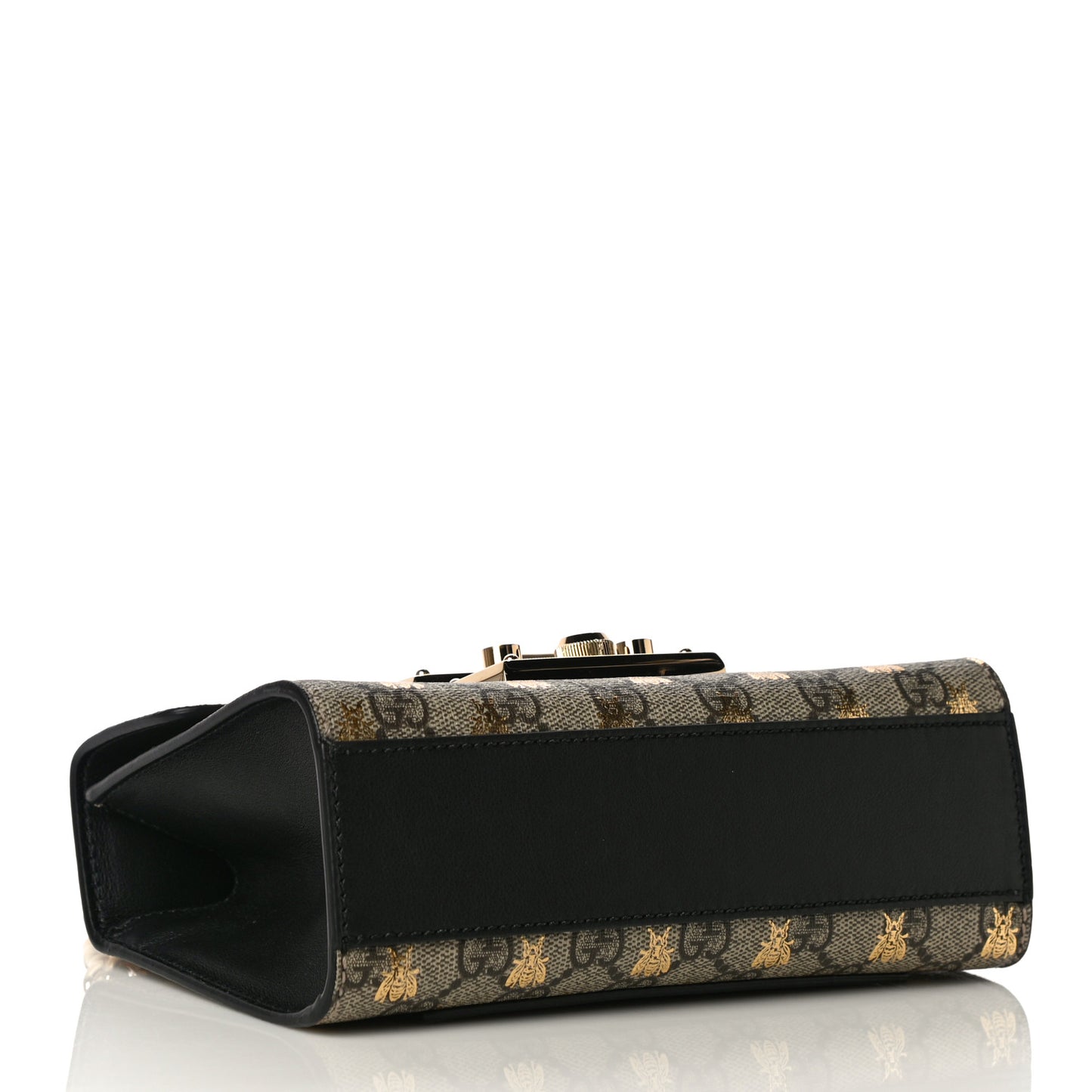 GG Supreme Monogram Bees Small Padlock Shoulder Bag Black