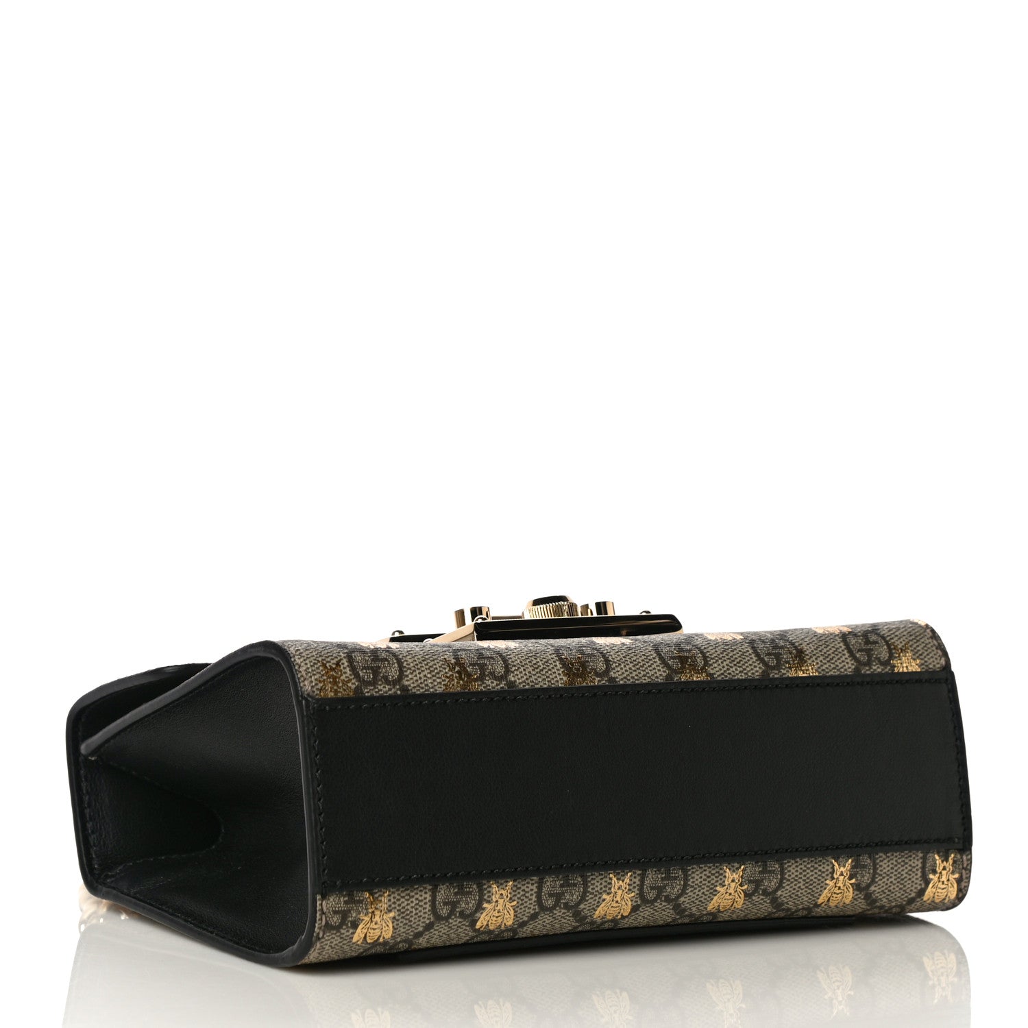 Gucci GG Supreme Monogram Bees Small Padlock Shoulder Bag Black 4 of 11
