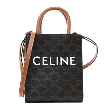 Celine Triomphe Canvas Calfskin Mini Vertical Cabas Tan 1 of 9