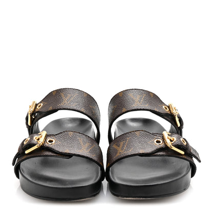 Louis Vuitton Monogram Bom Dia Mule Sandals 36.5 Black 3 of 10