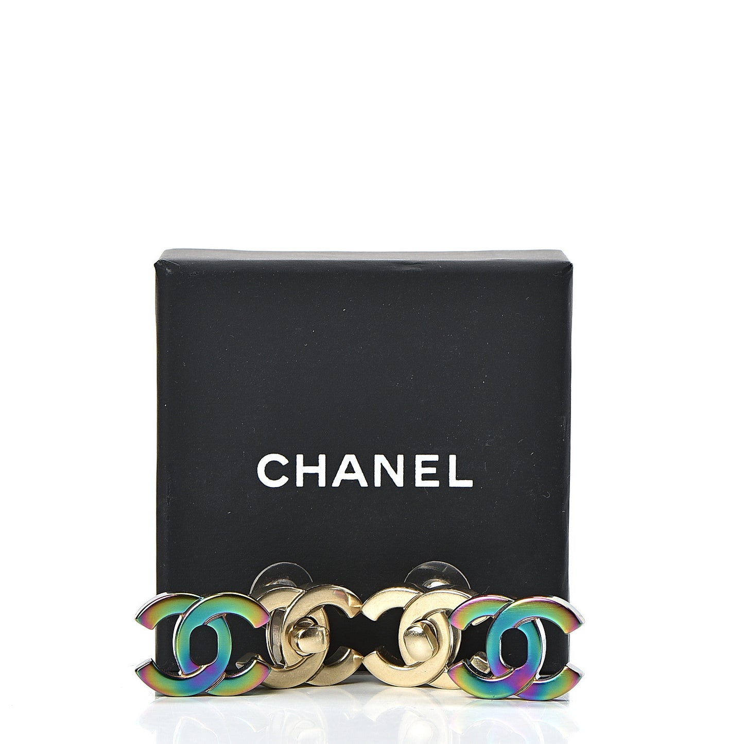 CC Turnlock Interchangeable Earrings Gold Iridescent