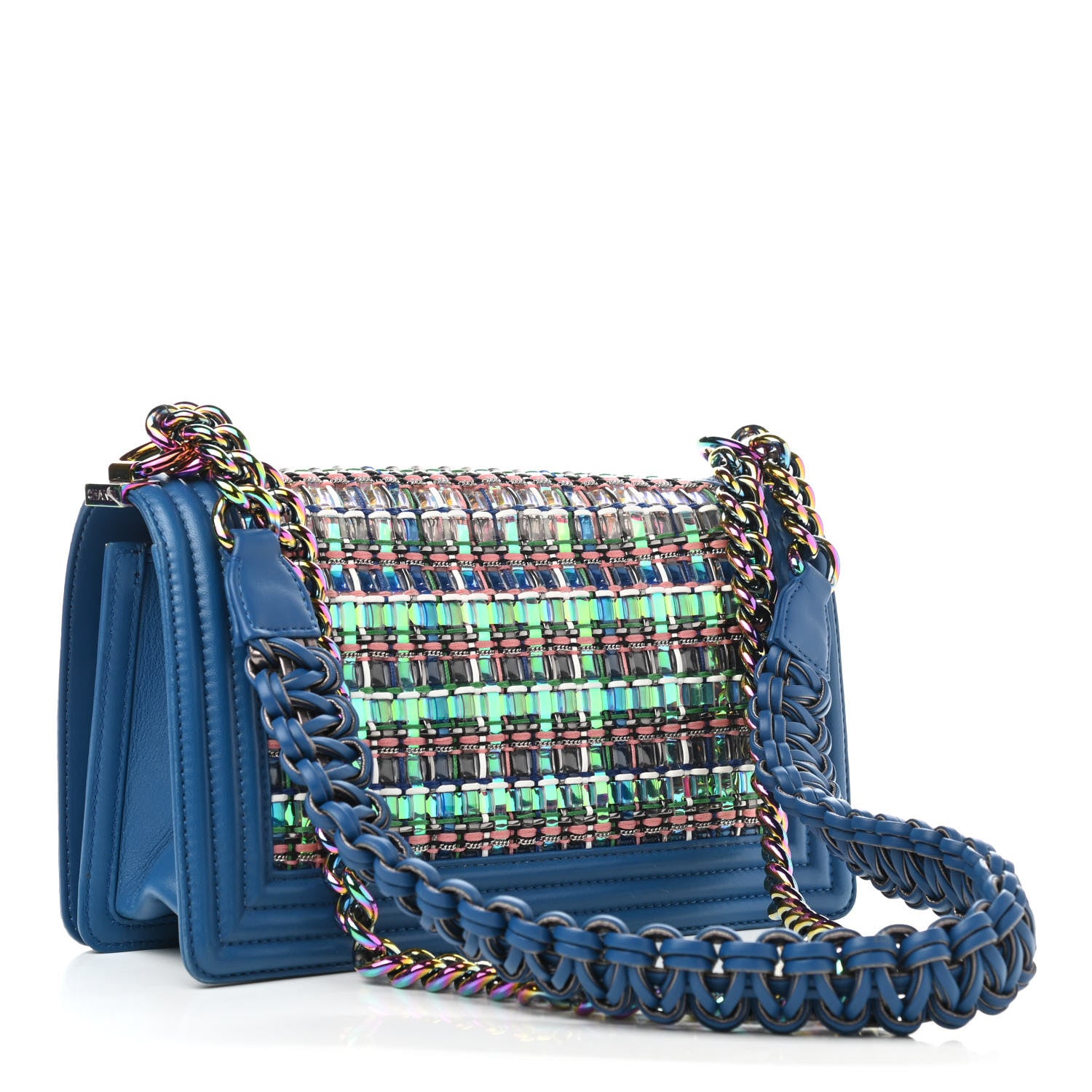 Chanel PVC Thread Woven Medium Boy Flap Dark Blue 3 of 10