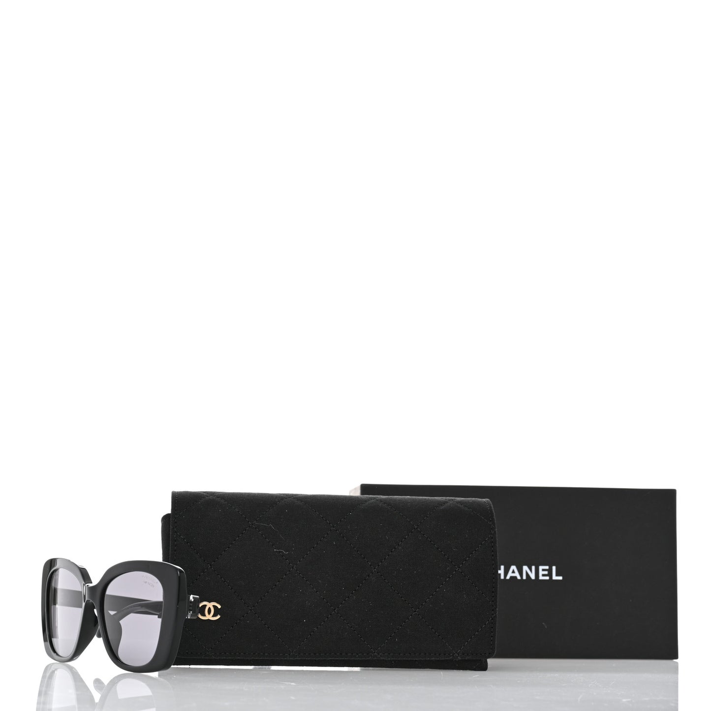 Acetate Strass Polarized Square Sunglasses 5422-B Black