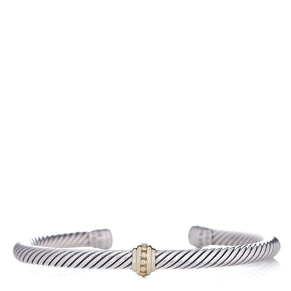 David Yurman Sterling Silver 14K Yellow Gold 5mm Cable Classics Single Station Bracelet 1 of 5