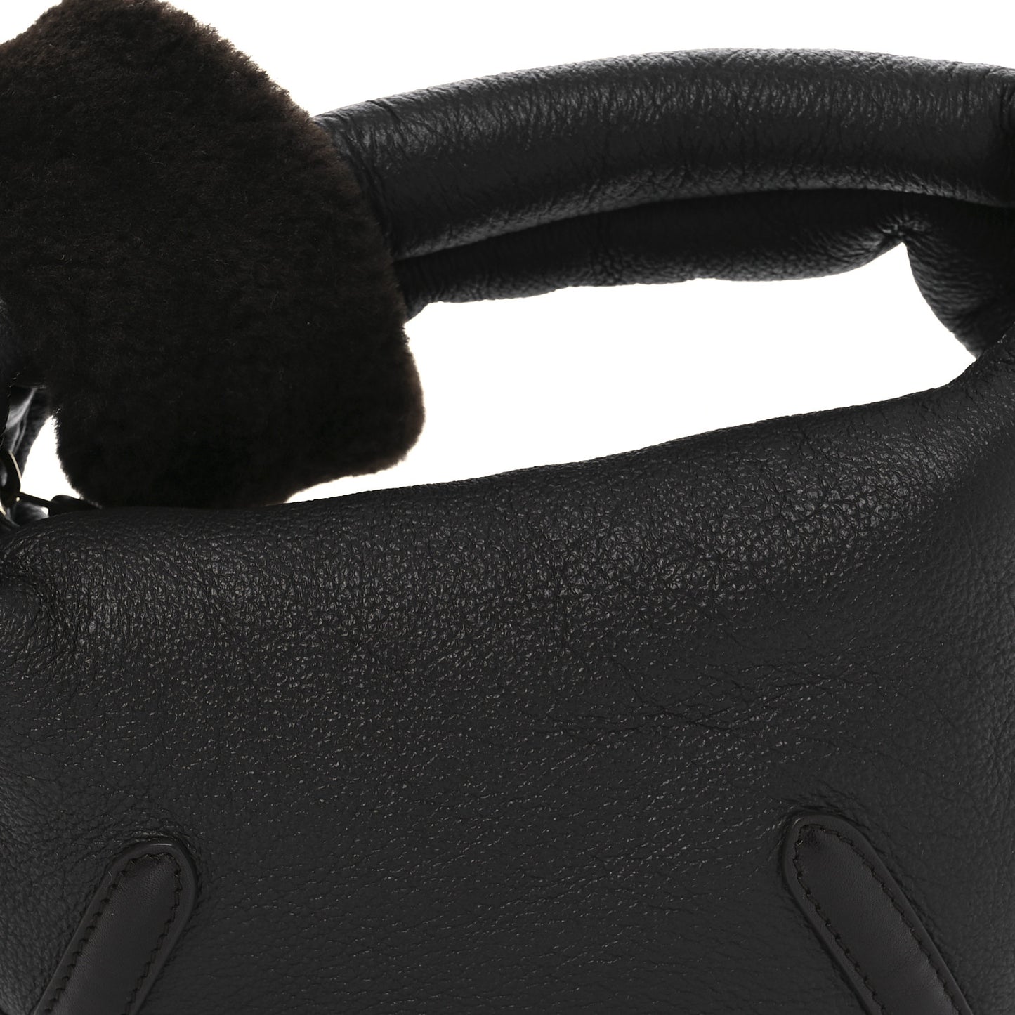 Calfskin Shearling Aviator Mini Jodie Dark Brown Fondant