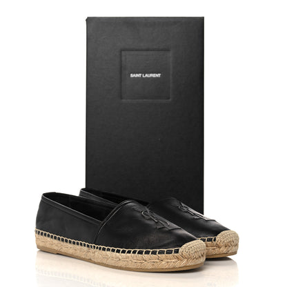 Saint Laurent Lambskin Monogram Espadrilles 37.5 Black 10 of 10