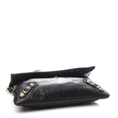 Balenciaga Agneau Giant 12 Gold Hardware Envelope Strap Clutch Black 4 of 10