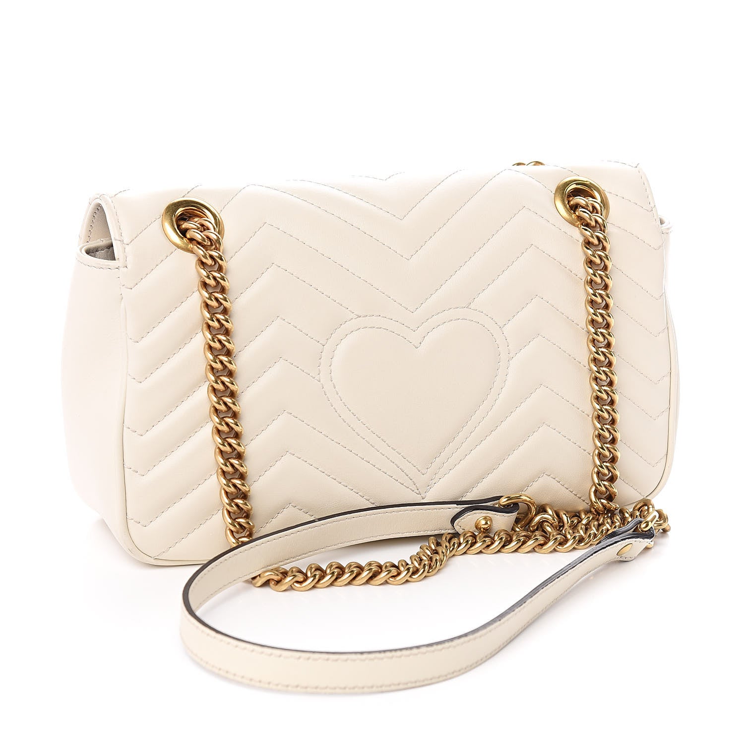 Gucci Calfskin Matelasse Small GG Marmont Shoulder Bag White 3 of 13