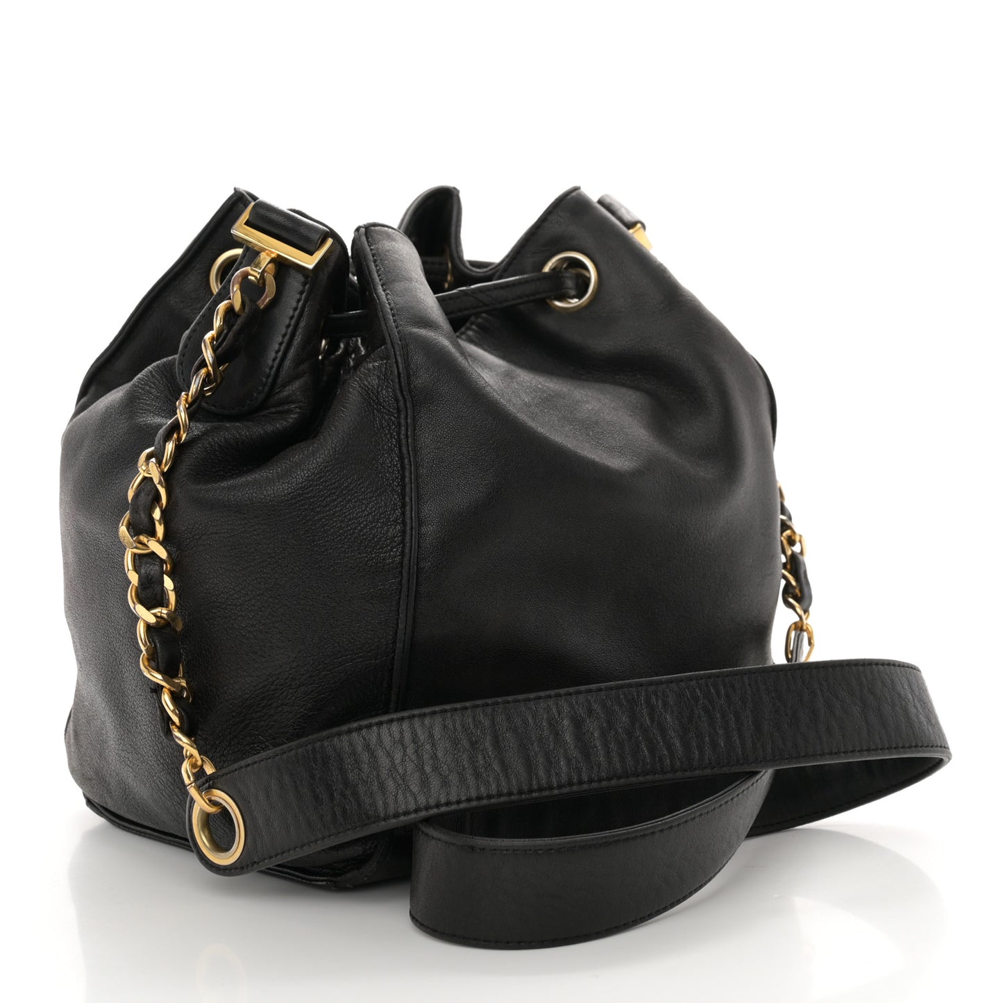 Lambskin CC Drawstring Bag Black