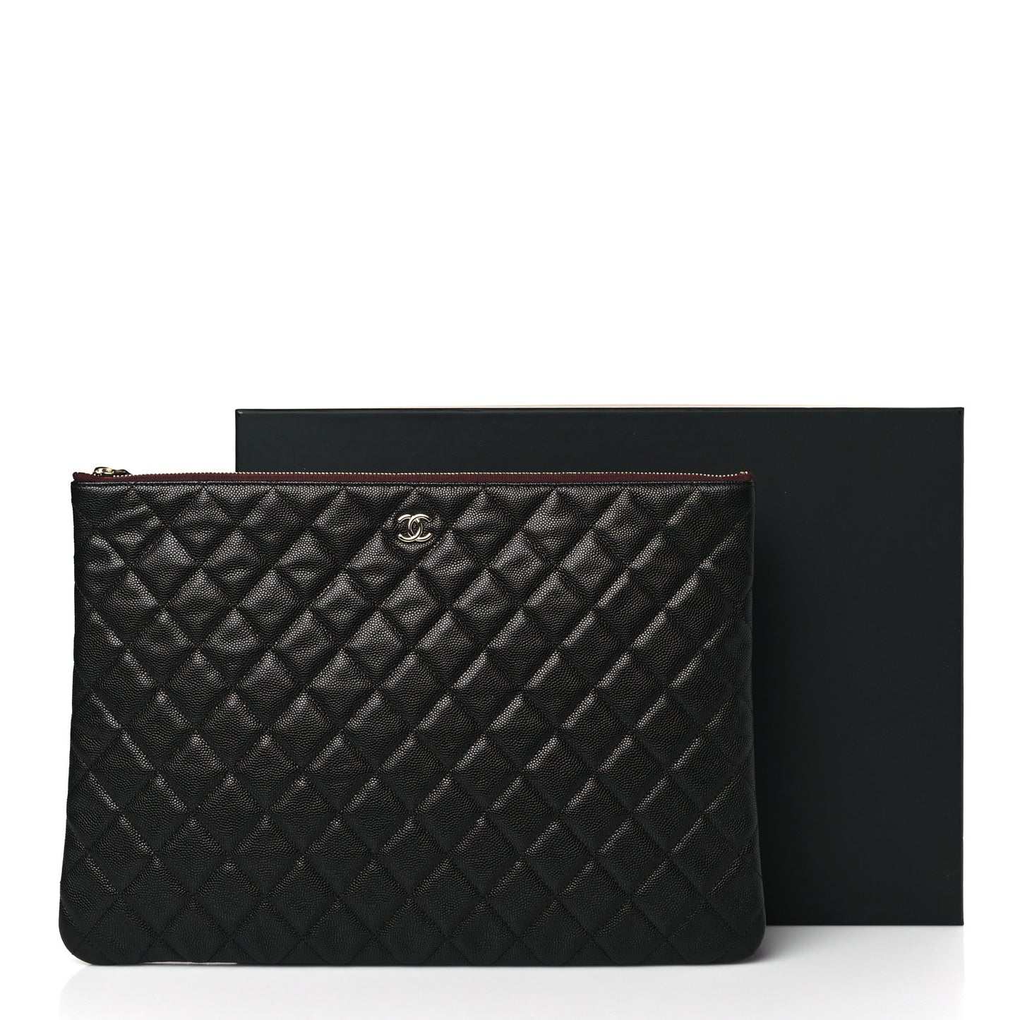Caviar Quilted Large Cosmetic Case Black