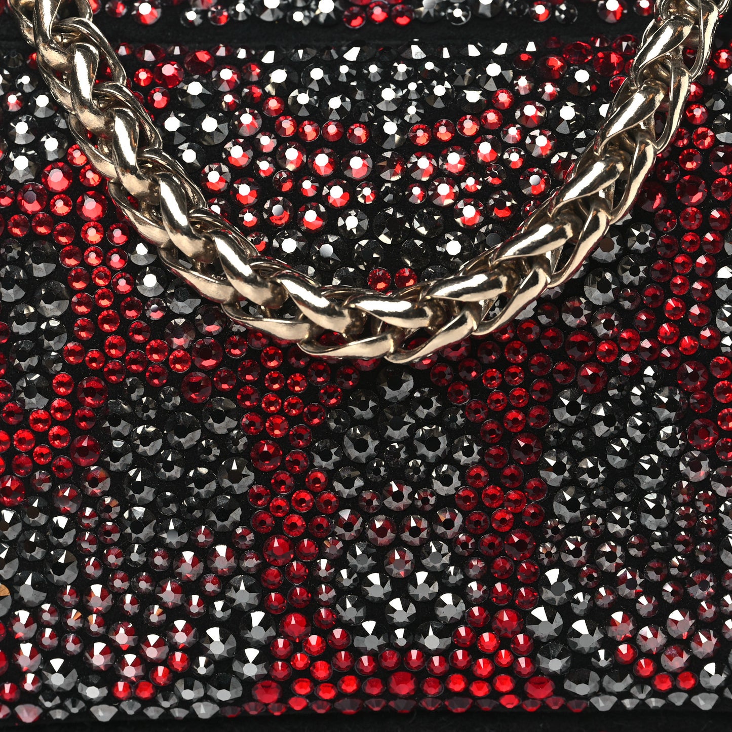 Piloutin Strass Leopard Clutch Red Gun Metal