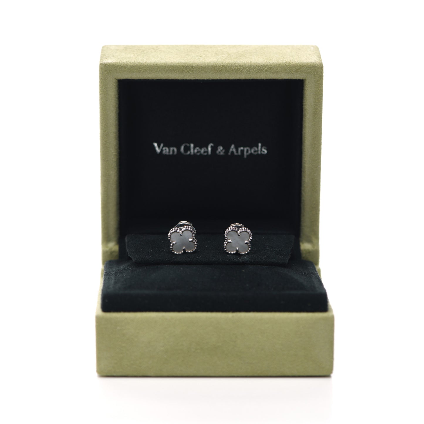 18K White Gold Mother of Pearl Sweet Alhambra Earrings