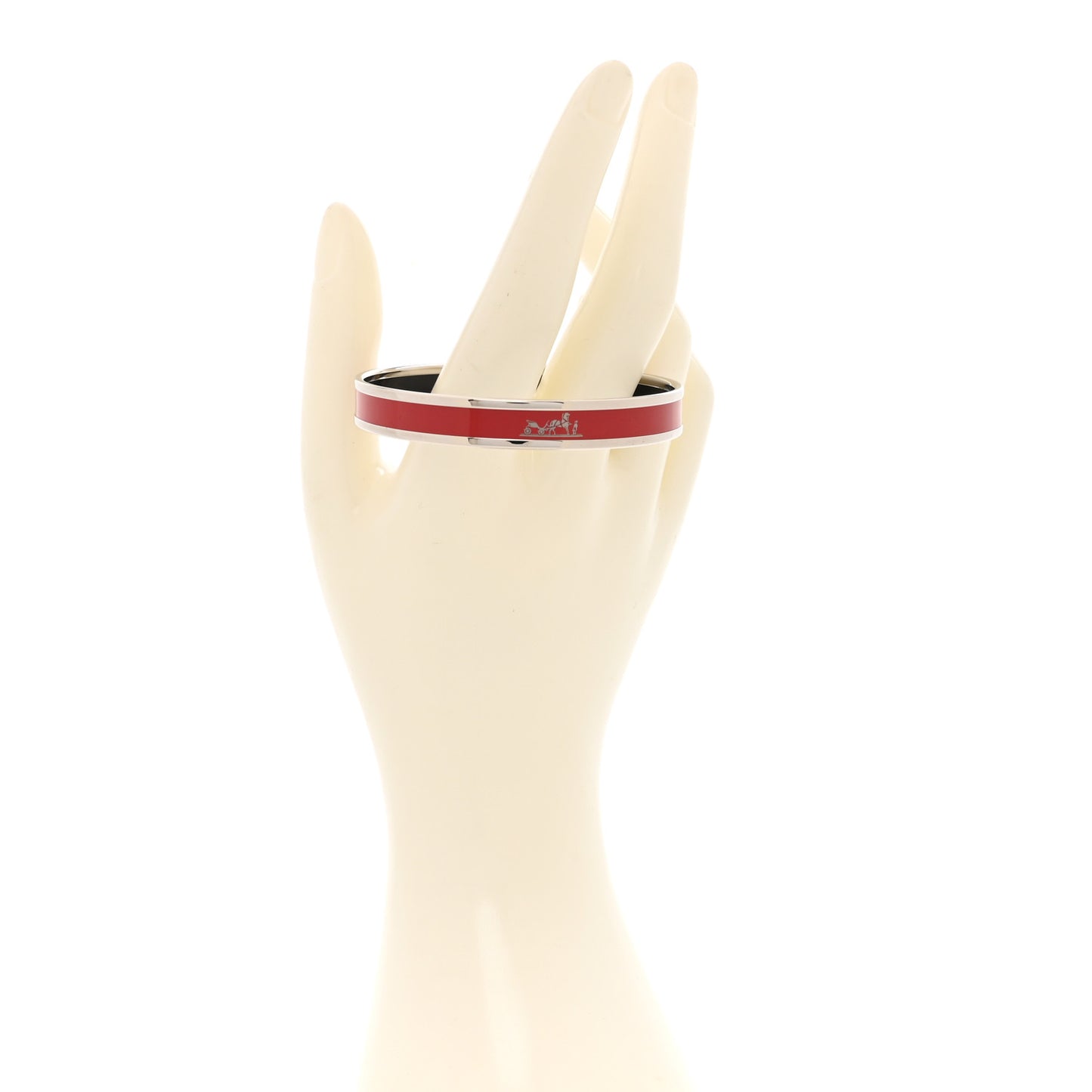 Enamel Printed Narrow Caleche Bracelet 65 Rouge H