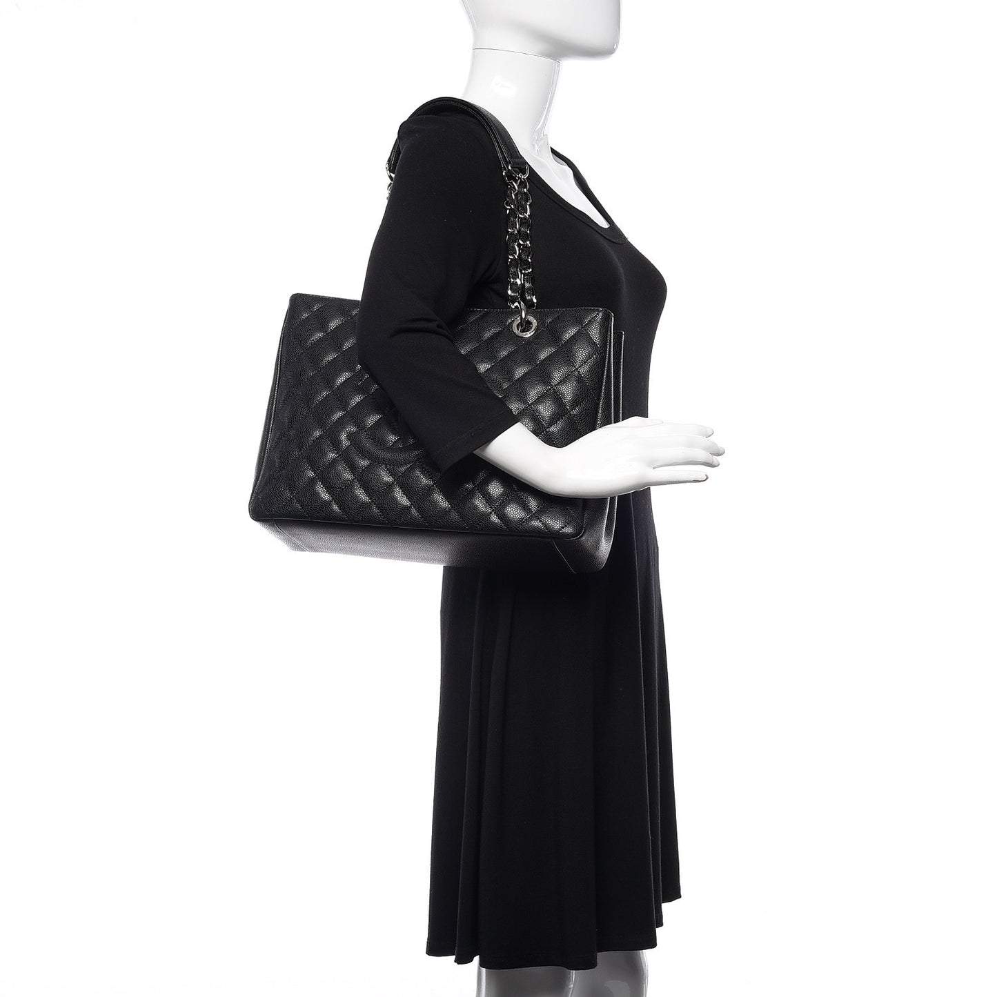 Caviar Quilted Grand Shopping Tote GST Black