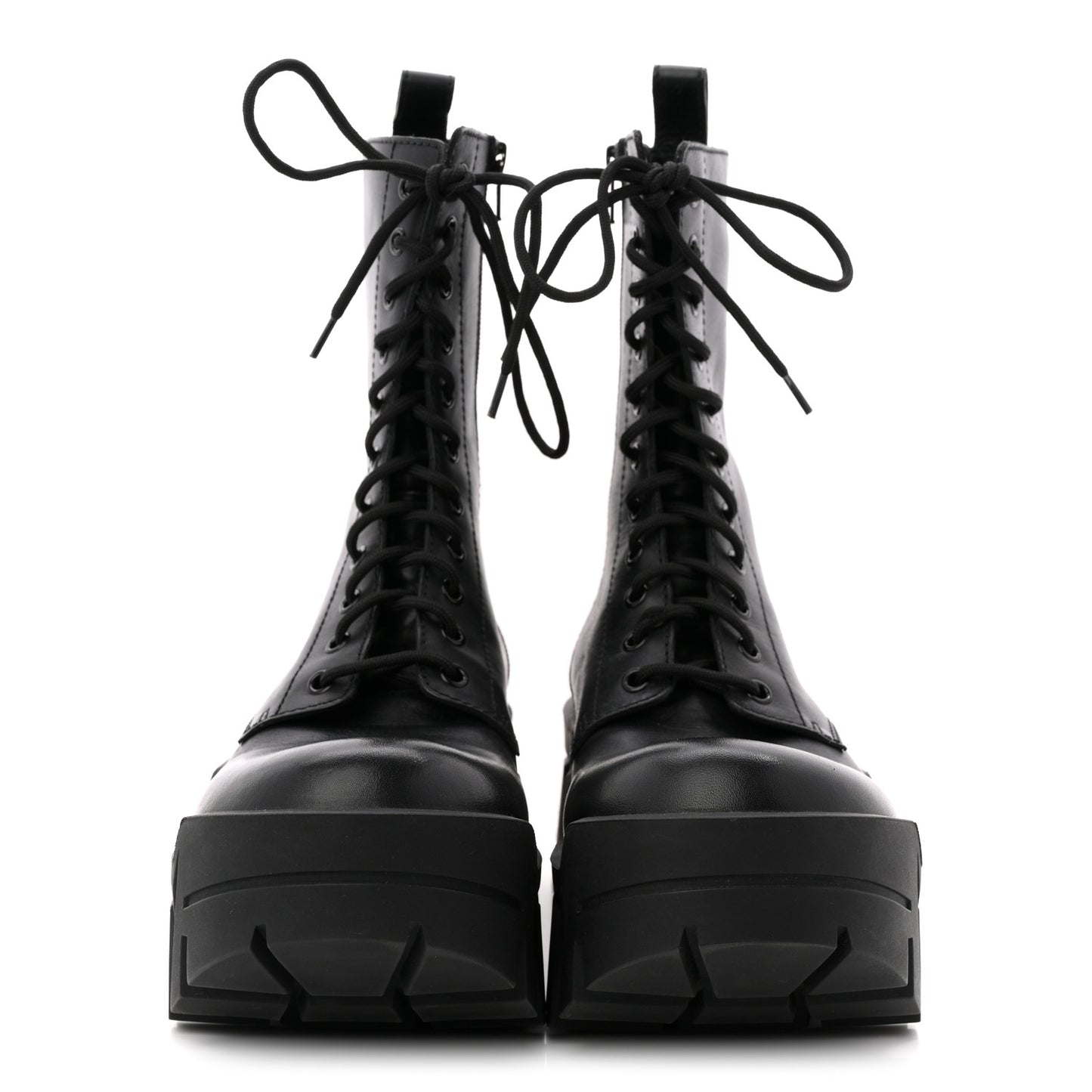 Calfskin Womens Bulldozer Lace Up Boots 37 Black