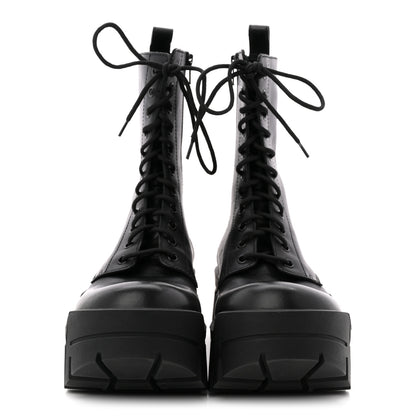 Balenciaga Calfskin Womens Bulldozer Lace Up Boots 37 Black 3 of 10
