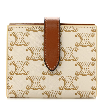 Celine Canvas Triomphe Small Strap Wallet White 1 of 6