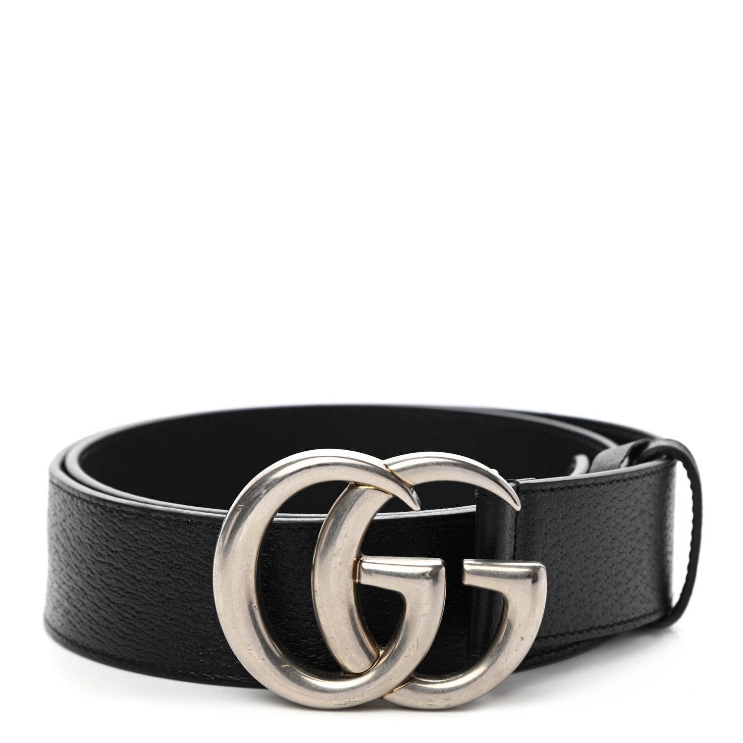 Gucci Textured Dollar Calfskin Nickel Double G 40mm Belt 90 36 Black 1 of 7