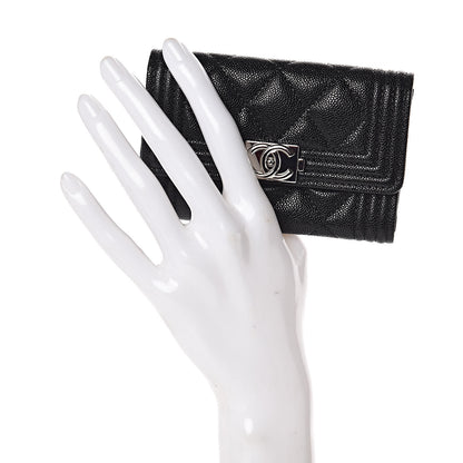Chanel Caviar Quilted Boy Flap Card Holder Black 2 of 12
