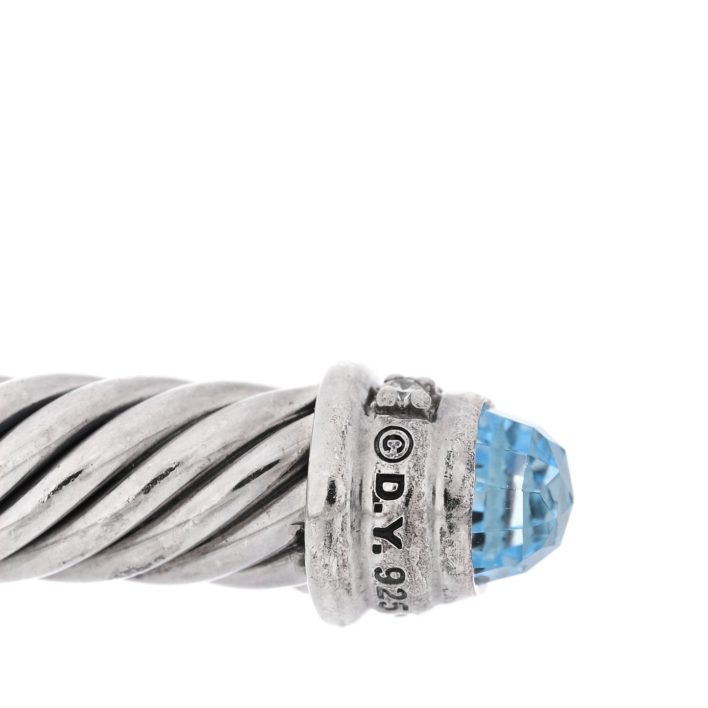 Sterling Silver Diamond Blue Topaz 5mm Cable Classics Bracelet