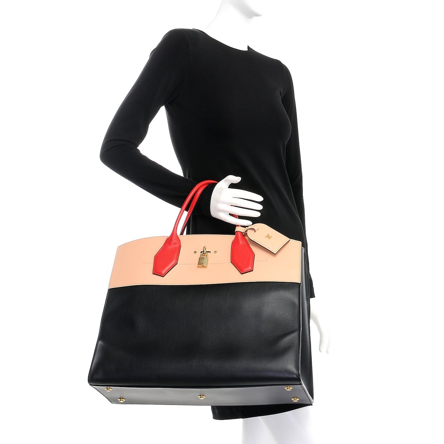 Calfskin City Steamer XL Black Creme Bourgogne