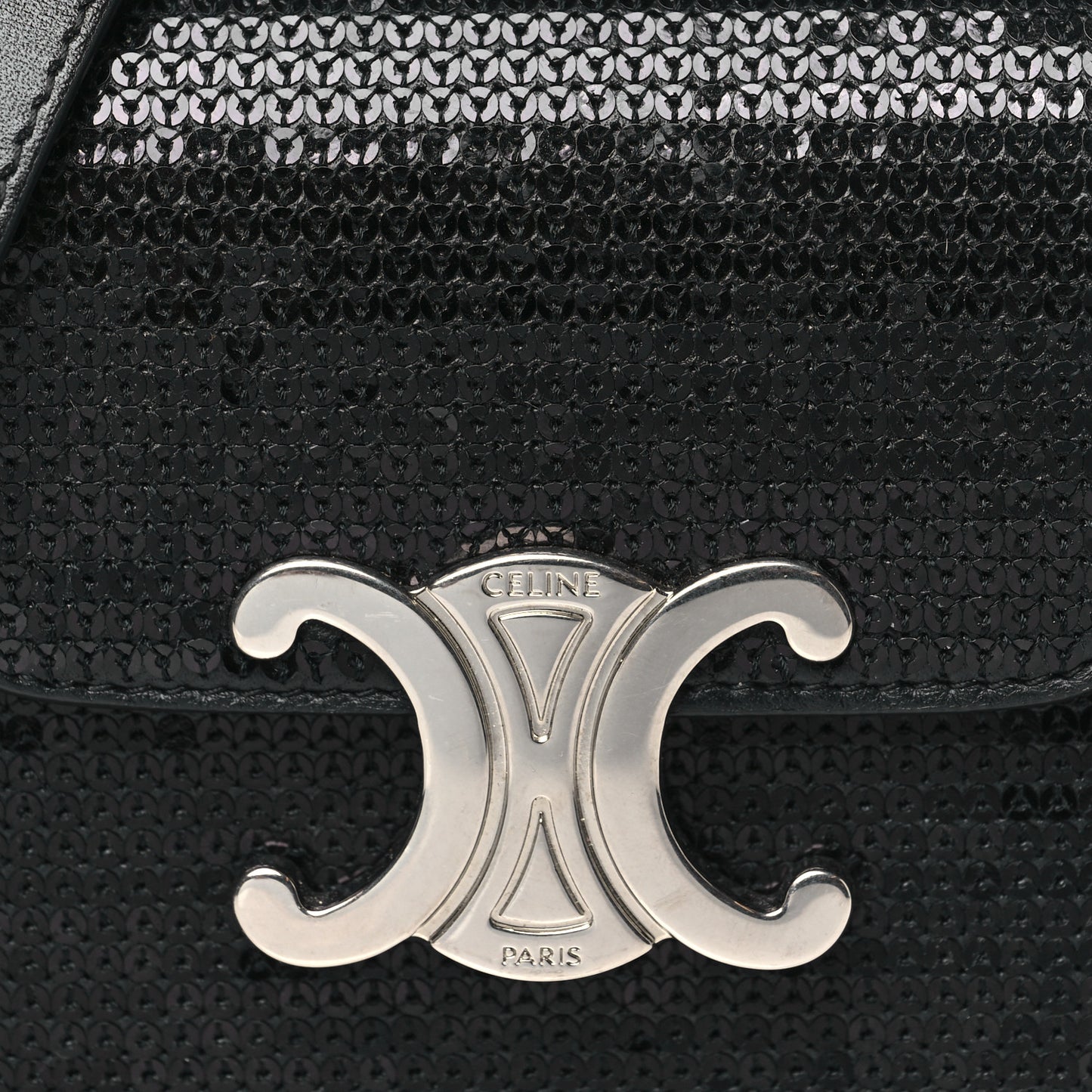 Sequin Calfskin Mini Triomphe Black