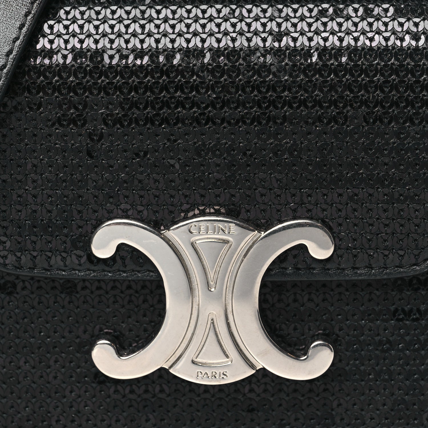 Celine Sequin Calfskin Mini Triomphe Black 8 of 10