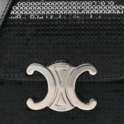 Celine Sequin Calfskin Mini Triomphe Black 8 of 10