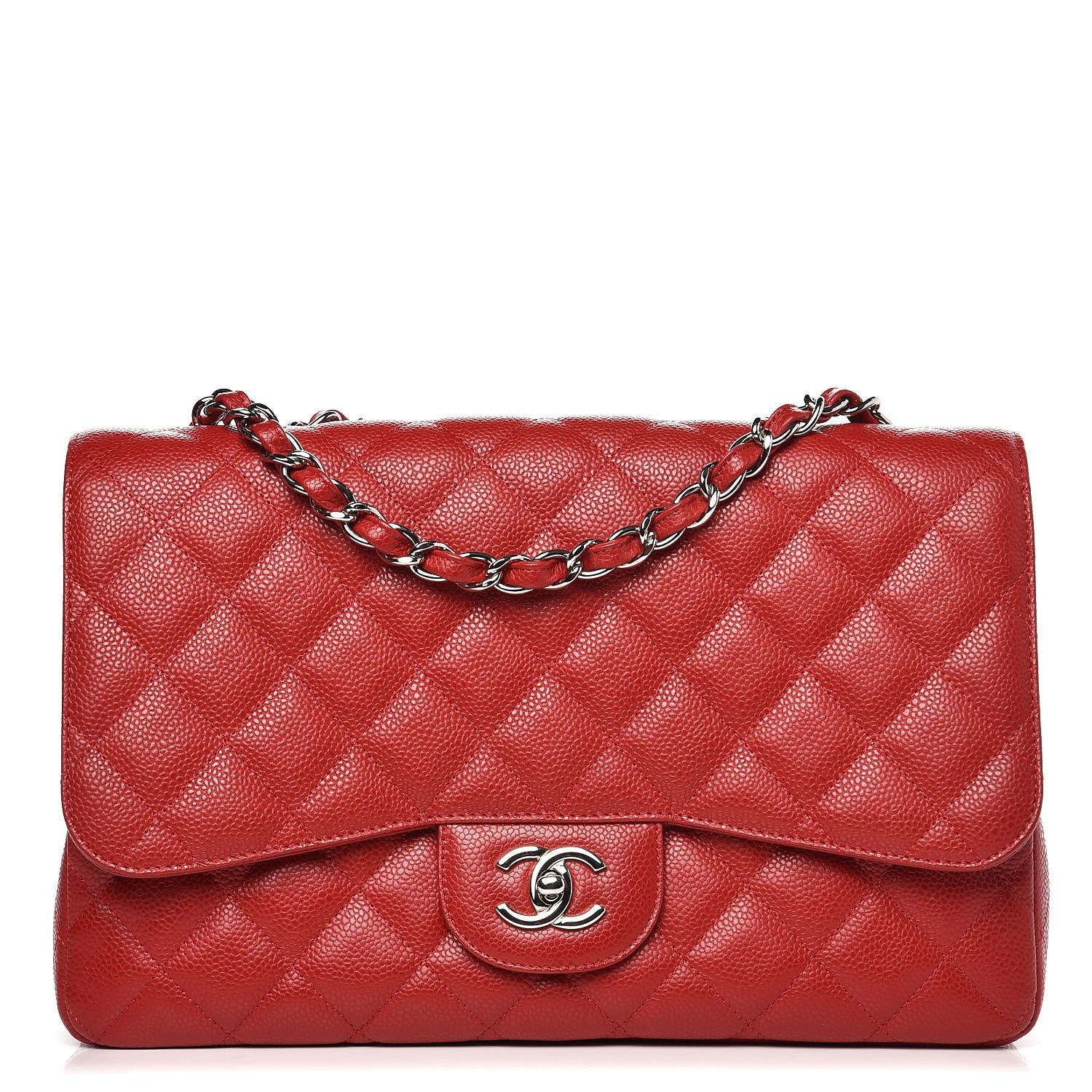 Chanel Caviar Quilted Jumbo Single Flap Red 1 of 8