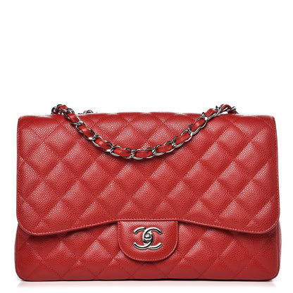 Chanel Caviar Quilted Jumbo Single Flap Red 1 of 8