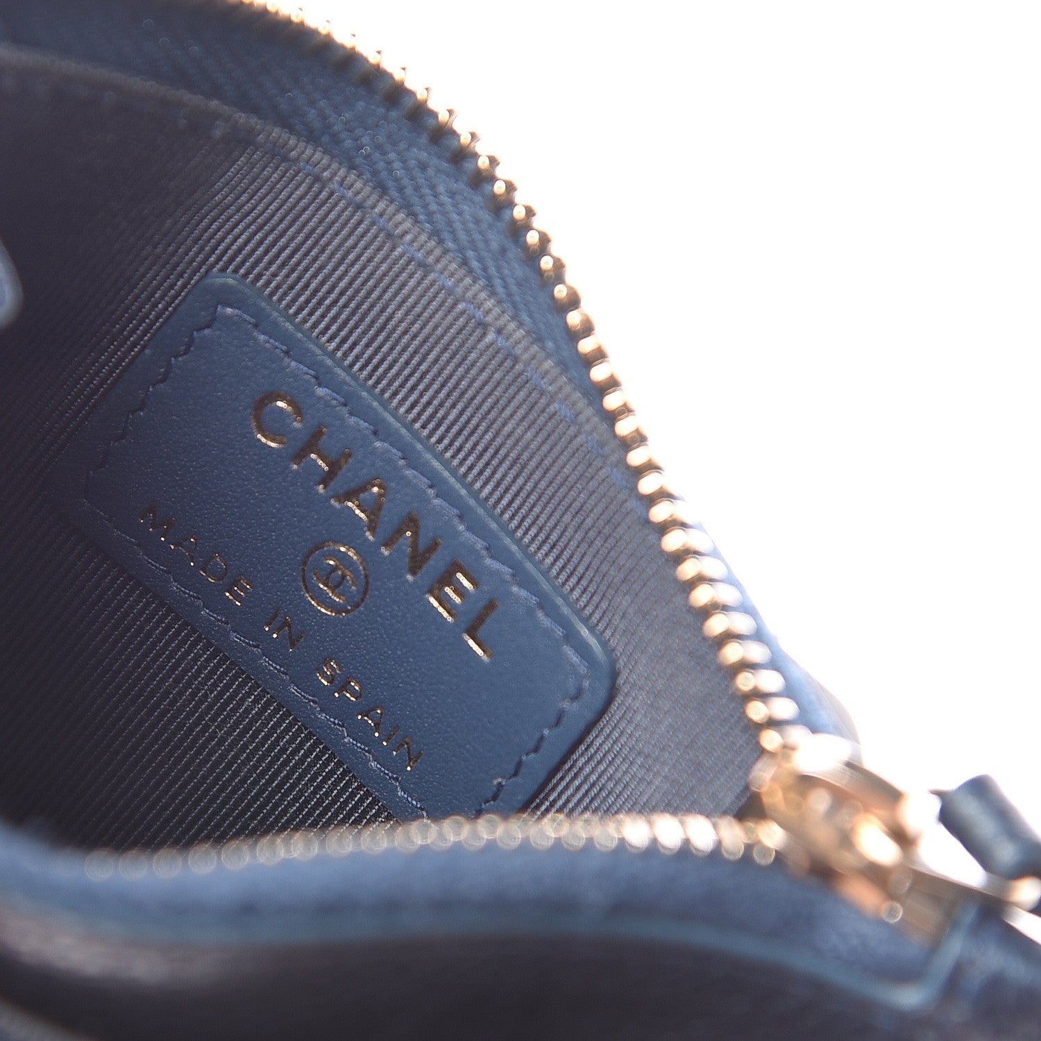 Chanel Metallic Caviar Quilted CC Zip Card Holder Dark Blue 6 of 9