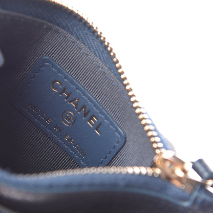 Chanel Metallic Caviar Quilted CC Zip Card Holder Dark Blue 6 of 9