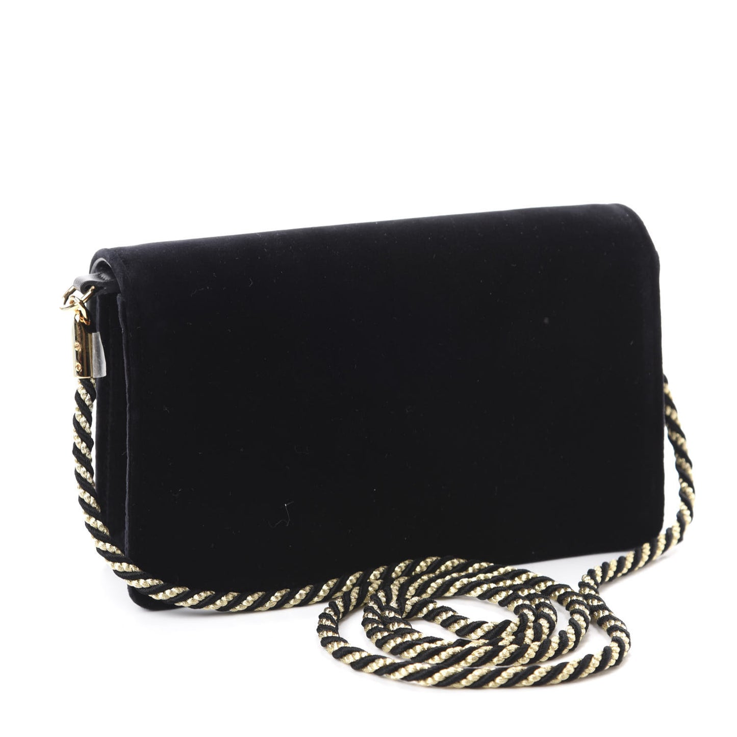 Velvet Crystal Square G Shoulder Bag Black