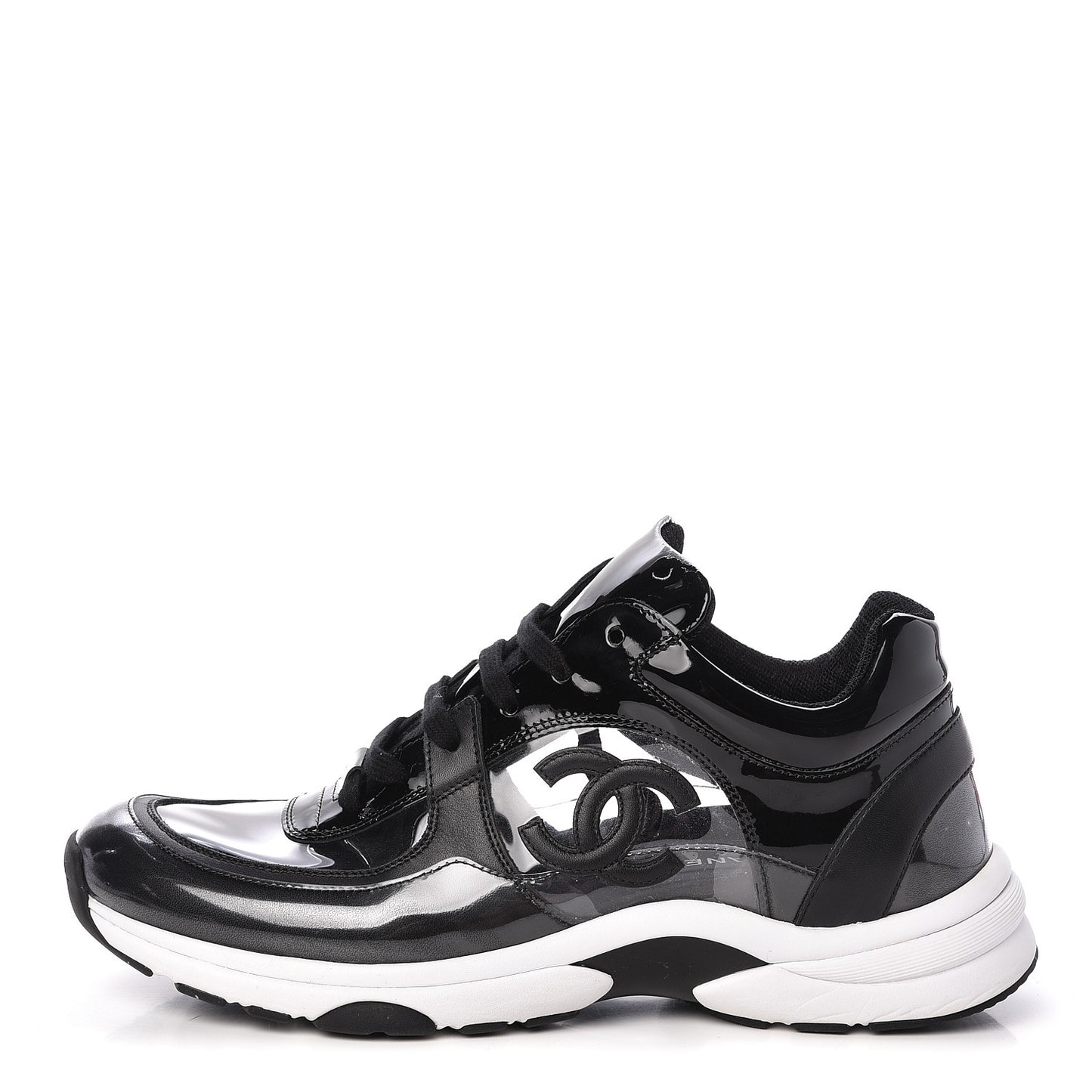 Calfskin Patent Transparent Sneakers 40.5 Black