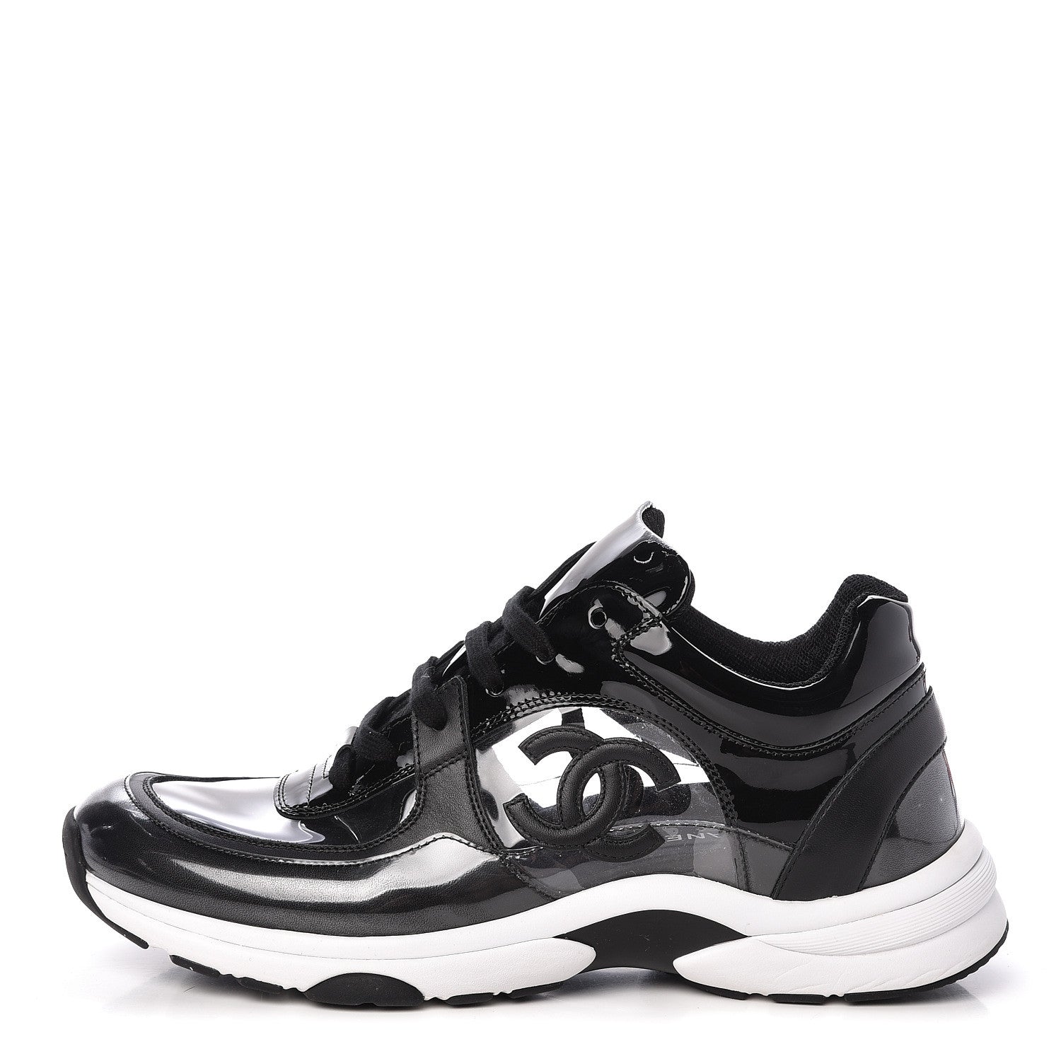 Chanel Calfskin Patent Transparent Sneakers 40.5 Black 1 of 9
