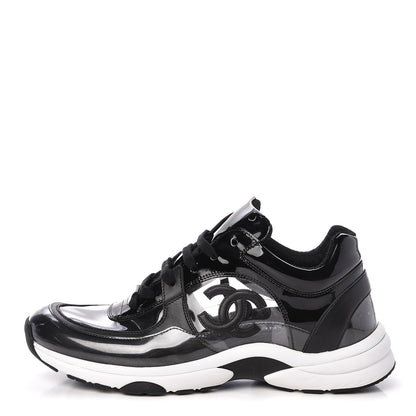 Chanel Calfskin Patent Transparent Sneakers 40.5 Black 1 of 9