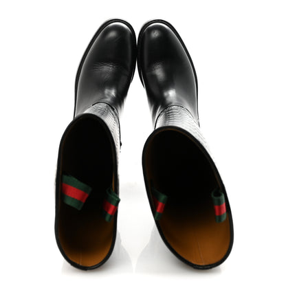 Gucci Guccissima Michelangelo Slim Horsebit Riding Boots 37 Black 4 of 14